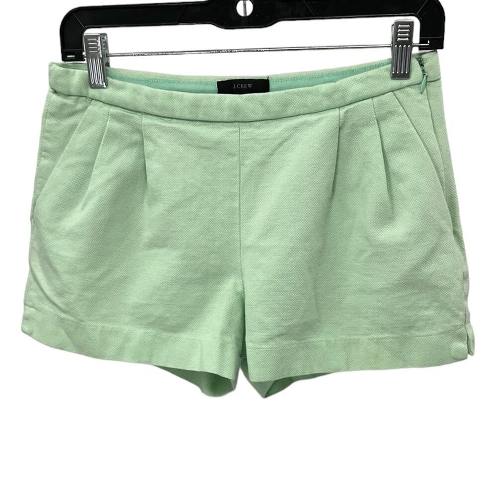 J. Crew Mint Green Pleated Pique Cotton Shorts SZ 0
